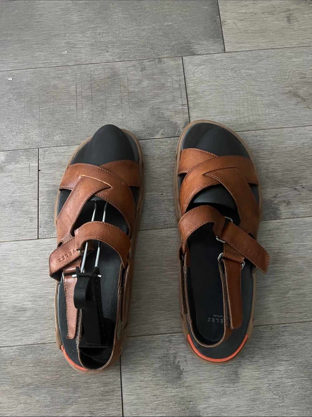 Men's Brown Leather Fisherman Sandals - Comfort Footbed